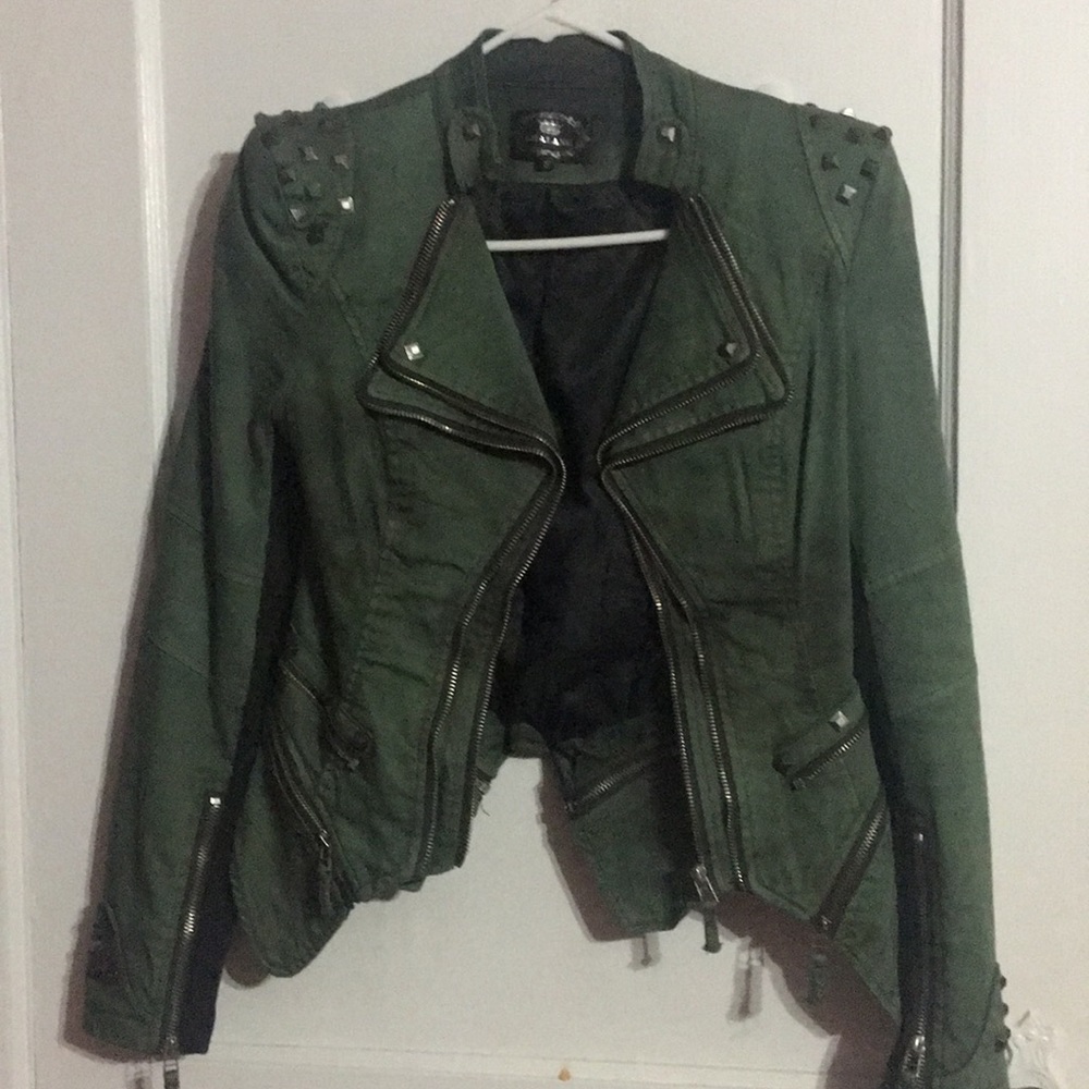 Green biker jacket